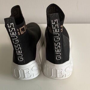 GUESS sock sneakers in black with crystal logo